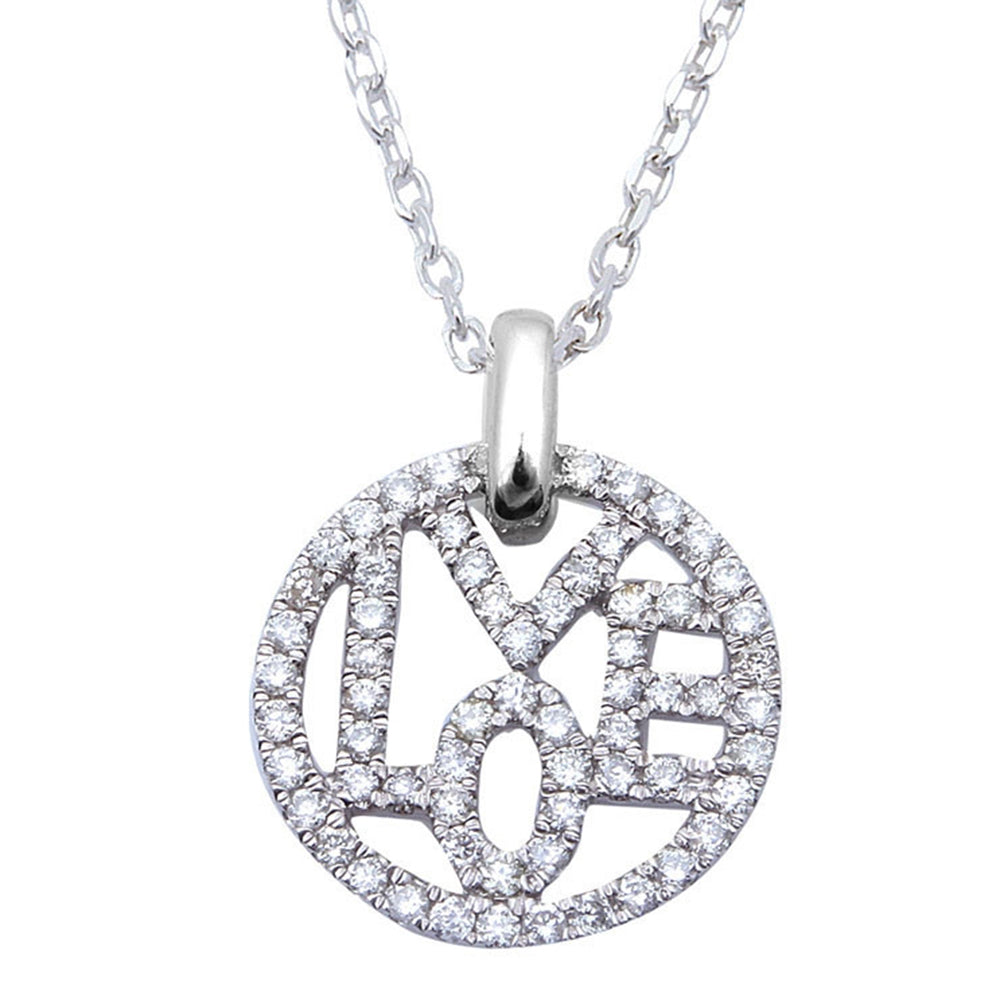 DIAMOND CLOSEOUT!  14kt White Gold .35ct Diamond LOVE Heart pendant White Gold