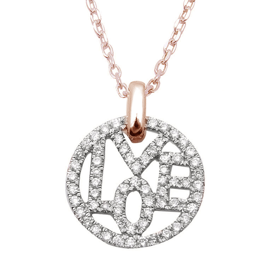 DIAMOND CLOSEOUT!  14kt Rose Gold .35ct Diamond LOVE Heart pendant