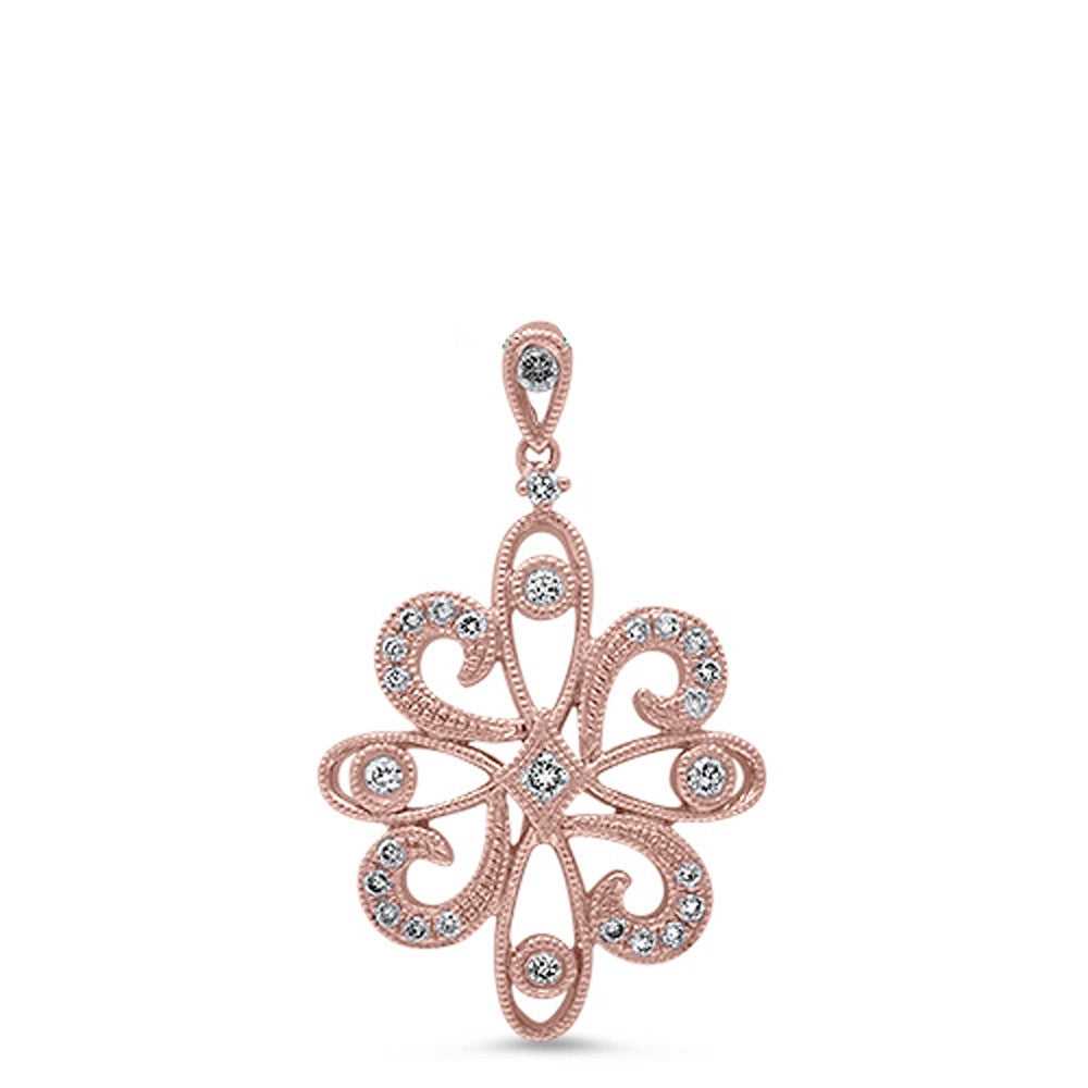 DIAMOND  CLOSEOUT!  14kt Rose gold .18ct Snowflake Flower Diamond Pendant