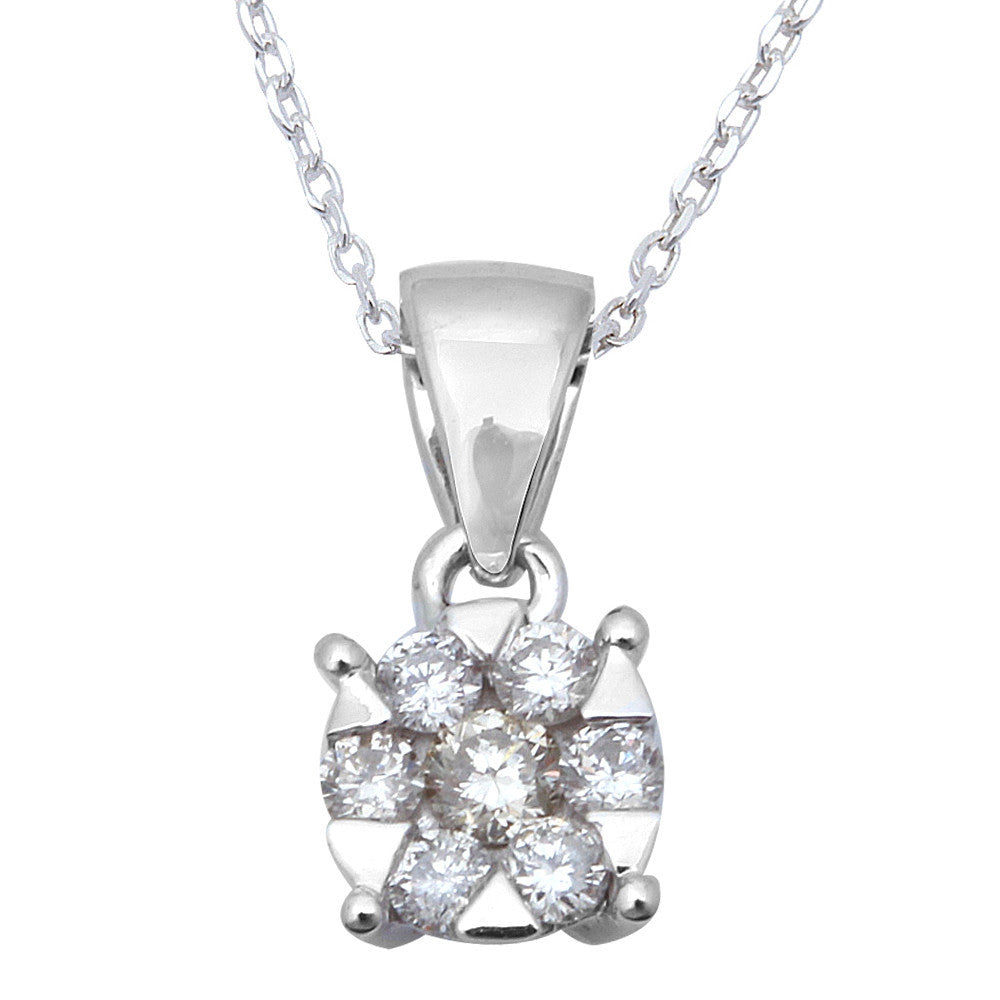 DIAMOND CLOSEOUT! .25ct 14k White Gold Round Diamond Solitaire Pendant Necklace 18" Chain