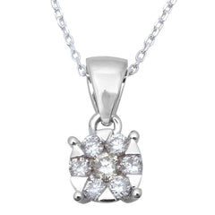 DIAMOND CLOSEOUT! .25ct 14k White Gold Round Diamond Solitaire Pendant Necklace 18" Chain
