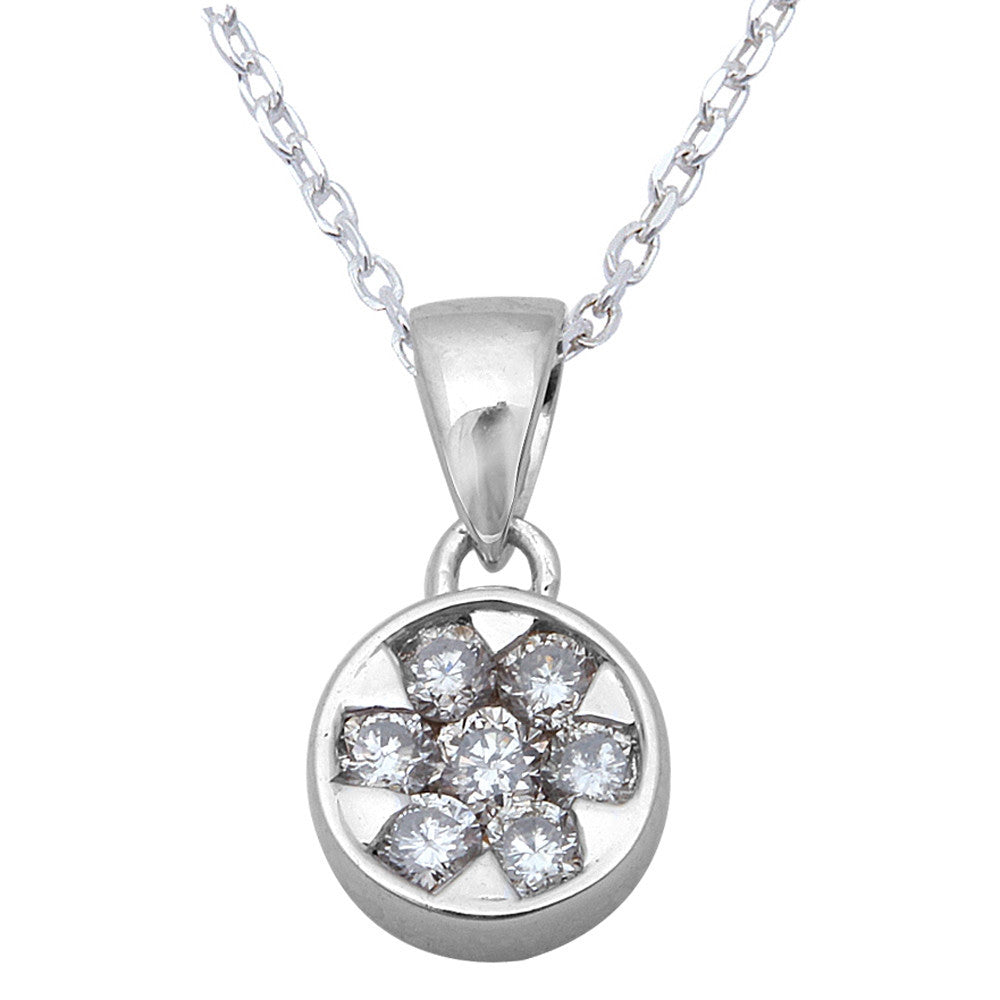 DIAMOND  CLOSEOUT! .25ct 14kt White Gold Round Diamond Pendant Necklace 18" Chain
