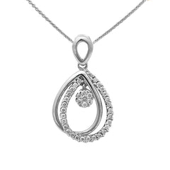 DIAMOND  CLOSEOUT!  Gift! .21CT Modern Diamond Drop Pendant 14kt White Gold