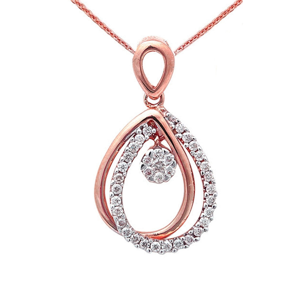 DIAMOND CLOSEOUT!  .21ct 14kt Rose Gold Modern Diamond Drop Pendant Necklace