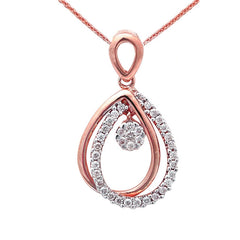 DIAMOND CLOSEOUT!  .21ct 14kt Rose Gold Modern Diamond Drop Pendant Necklace