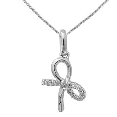 DIAMOND  CLOSEOUT! .05ct 14kt White Gold Round Diamond Bow Tie Pendant