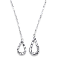 DIAMOND  CLOSEOUT!  .26ct F SI1 14k White Gold Trendy Tear Drop Diamond Pendant Necklace 17"