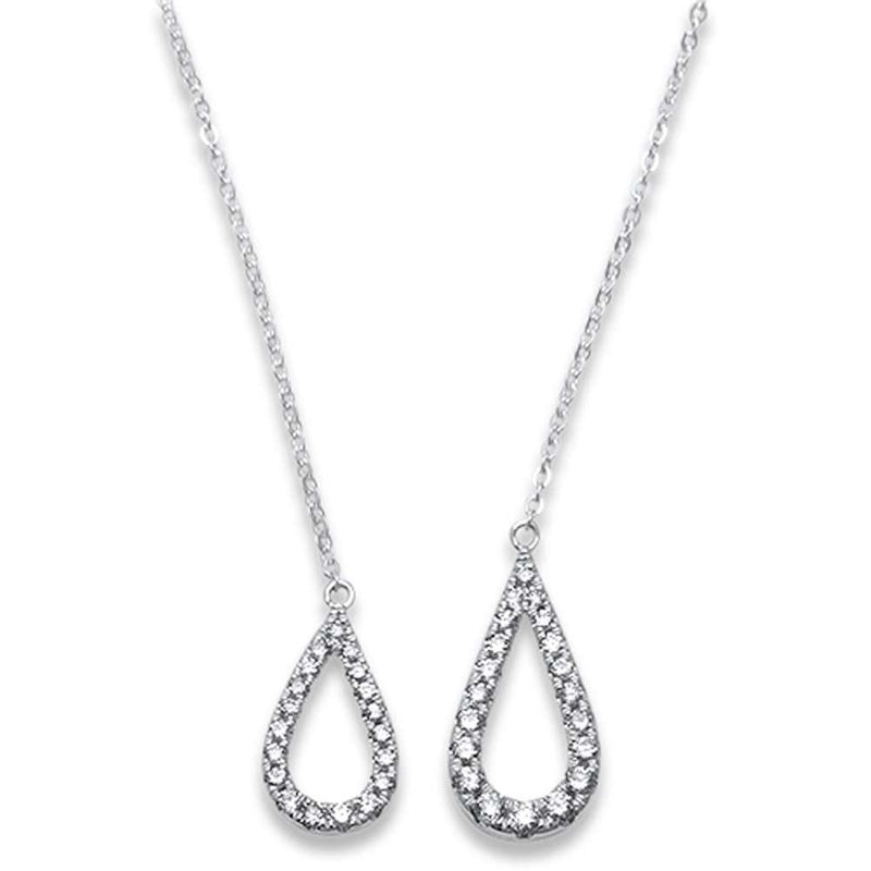 DIAMOND  CLOSEOUT!  .26ct F SI1 14k White Gold Trendy Tear Drop Diamond Pendant Necklace 17"