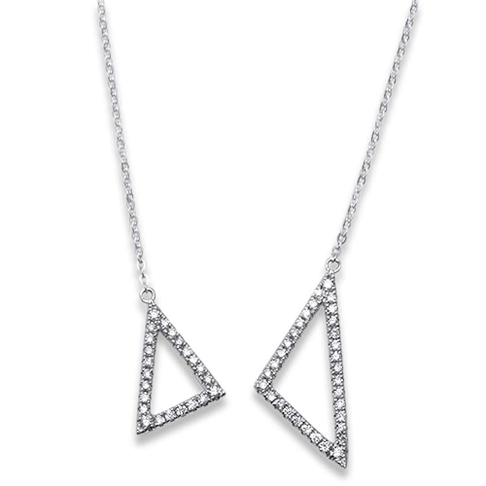 DIAMOND CLOSEOUT! .22ct F SI1 14k White Gold Trendy Shapes Diamond Pendant Necklace 17"