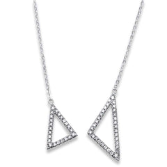 DIAMOND CLOSEOUT! .22ct F SI1 14k White Gold Trendy Shapes Diamond Pendant Necklace 17"