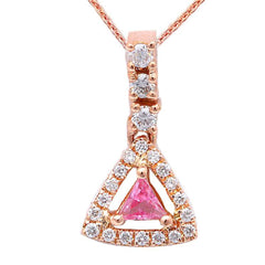 GEMSTONE CLOSEOUT!  14kt Rose gold .50ct Pink Sapphire Drop Diamond Pendant