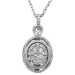 DIAMOND CLOSEOUT! 1.01ct Oval Diamond Halo Drop Necklace Pendant 14kt White Gold 18"