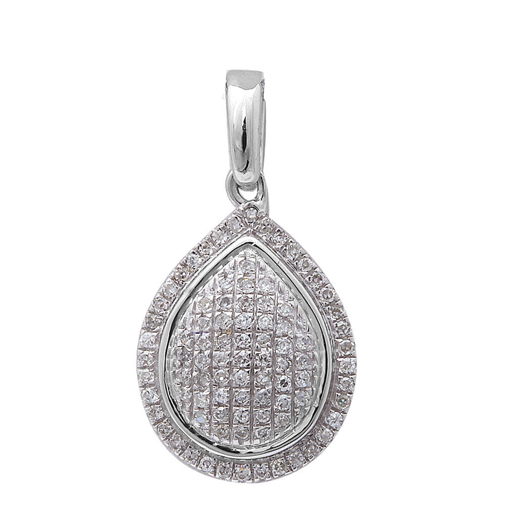 DIAMOND CLOSEOUT!  .13ct F SI 14kt White Gold Diamond Pear Shaped Drop Pendant No Chain