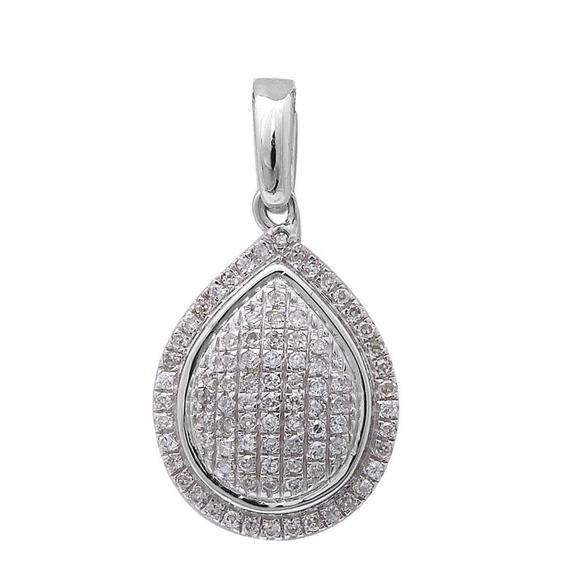 DIAMOND CLOSEOUT!  .13ct F SI 14kt White Gold Diamond Pear Shaped Drop Pendant No Chain