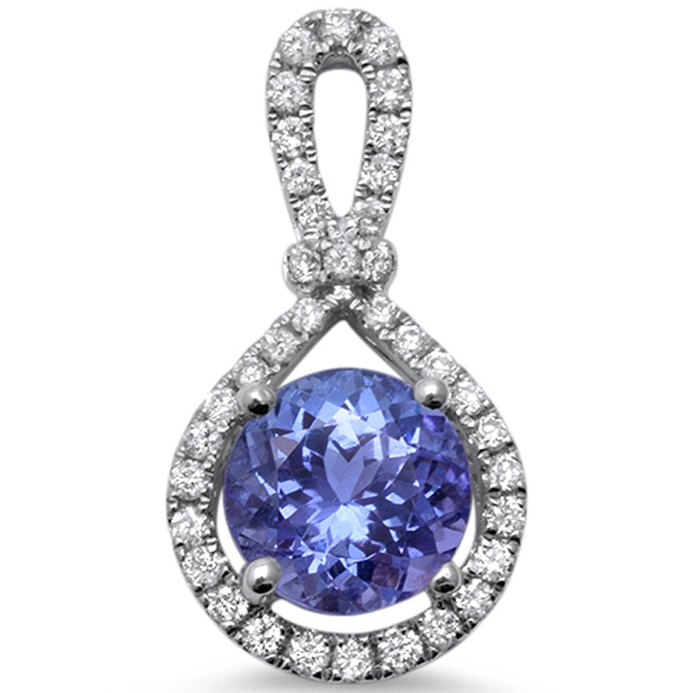 GEMSTONE CLOSEOUT!  1.68cts Round Tanzanite Gemstone & Diamond 14k White Gold Pendant