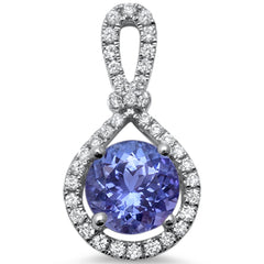 GEMSTONE CLOSEOUT!  1.68cts Round Tanzanite Gemstone & Diamond 14k White Gold Pendant