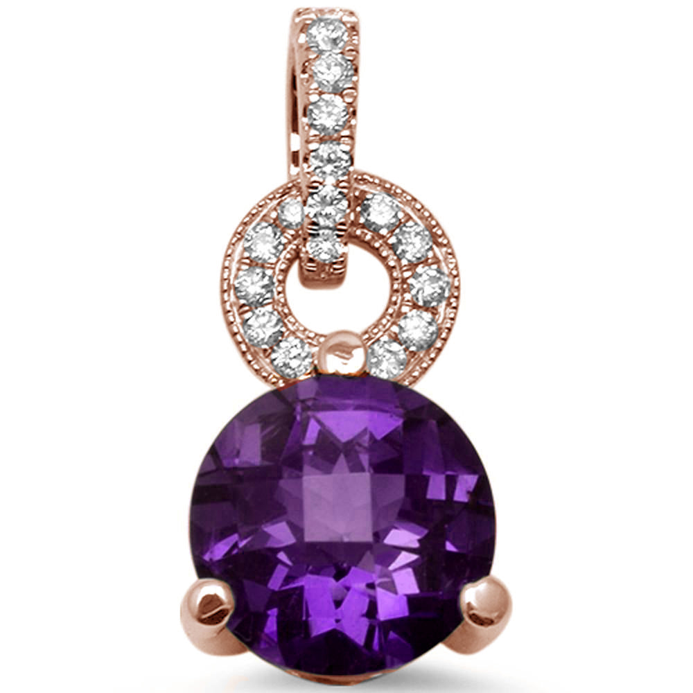 GEMSTONE CLOSEOUT ! 1.93ct 14K Rose Gold Amethyst & Diamond Pendant