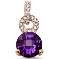 GEMSTONE CLOSEOUT ! 1.93ct 14K Rose Gold Amethyst & Diamond Pendant