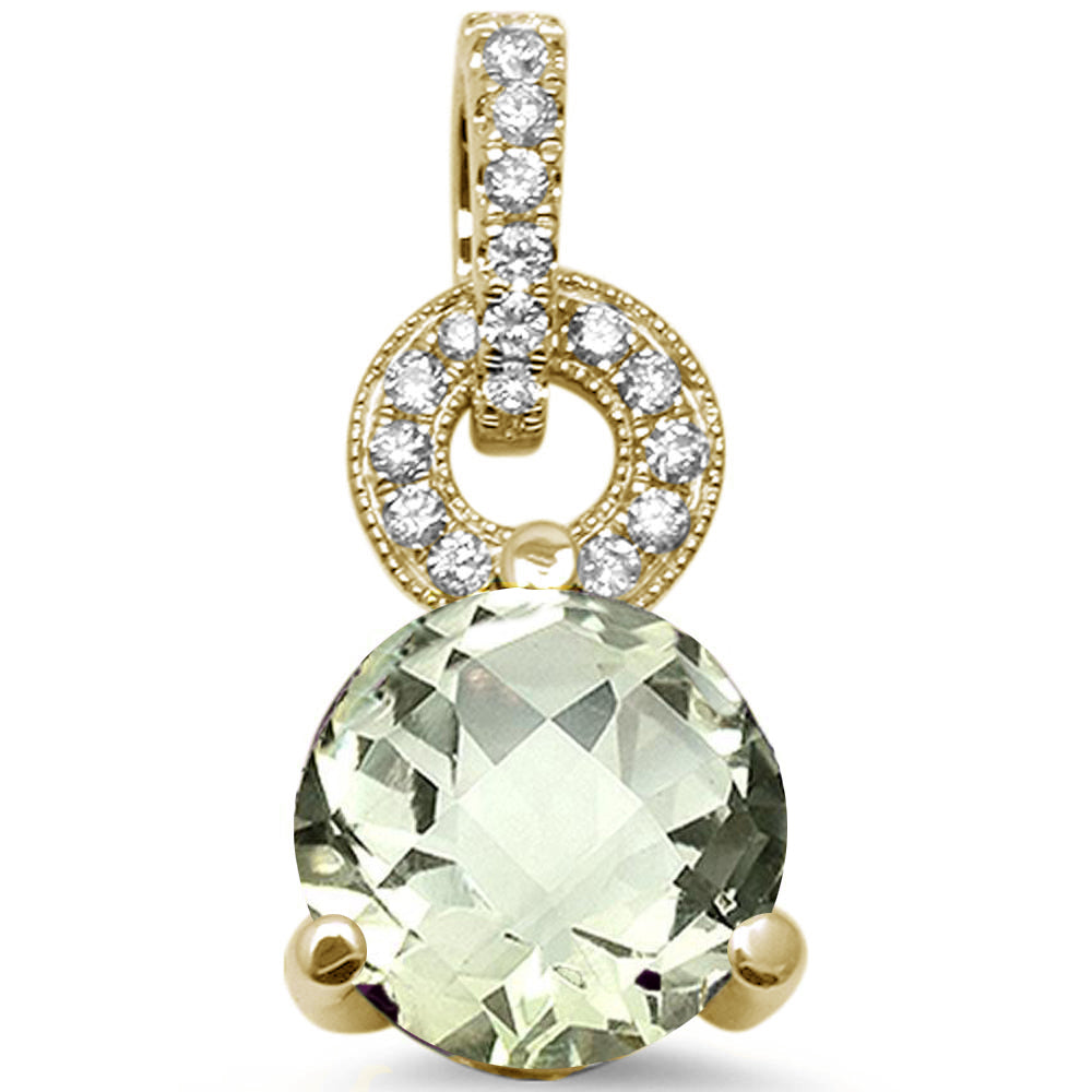 GEMSTONE CLOSEOUT ! 1.76ct 14K Yellow Gold Natural Green Amethyst & Diamond Pendant