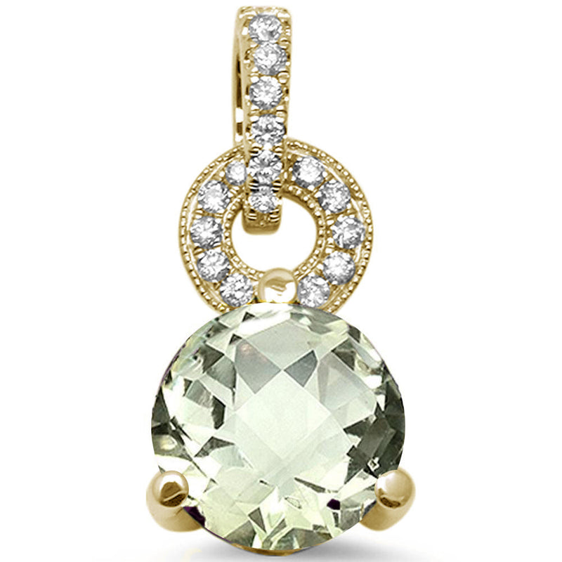 GEMSTONE CLOSEOUT ! 1.76ct 14K Yellow Gold Natural Green Amethyst & Diamond Pendant