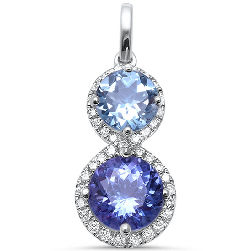 GEMSTONE CLOSEOUT! 1.73cts 7mm Tanzanite Gemstone & Diamond 14k White Gold Pendant