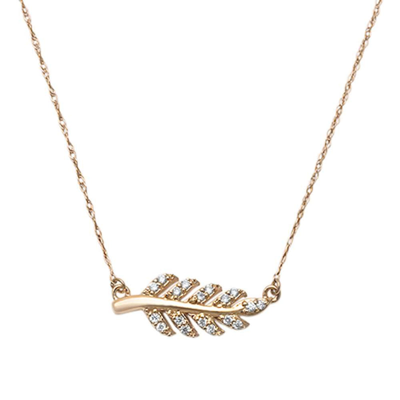 DIAMOND CLOSEOUT! .10ct G SI 14kt Rose Gold Diamond Olive Branch Pendant Necklace 18" Chain