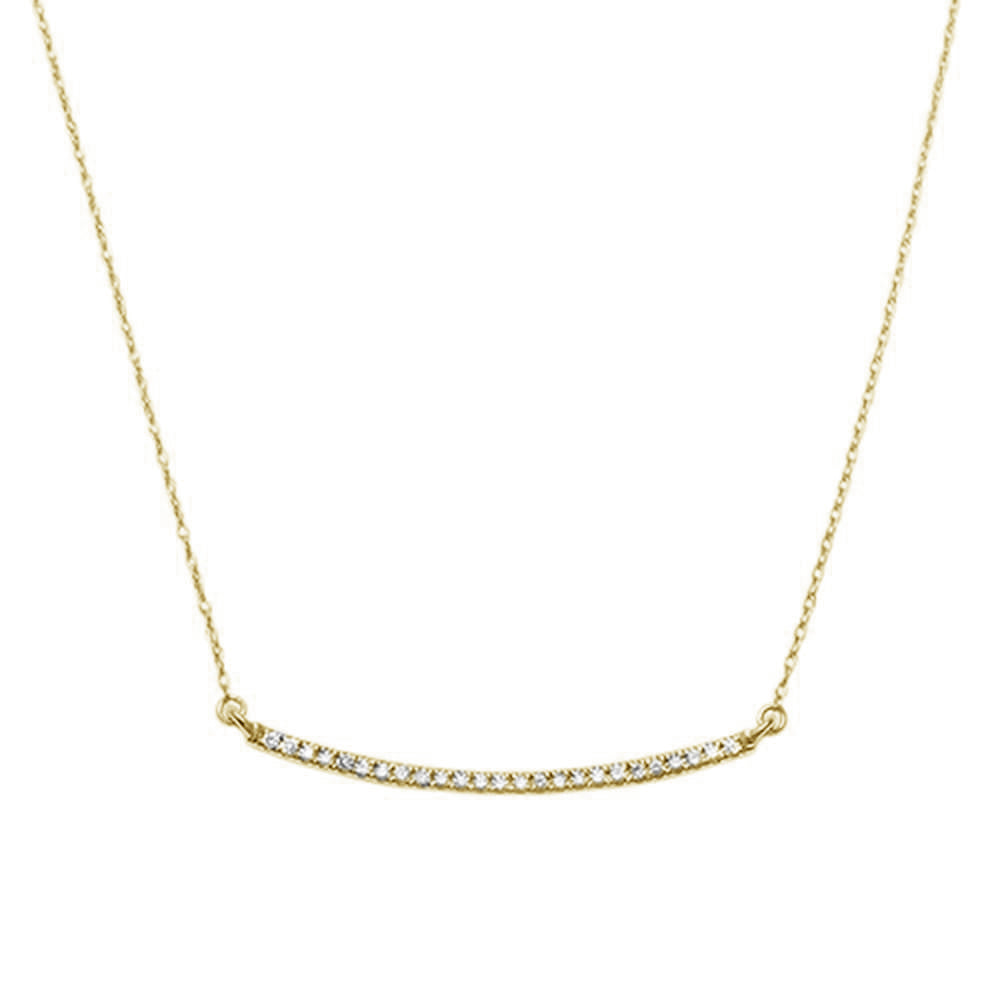 .16ct F SI 14K Yellow Gold Diamond Bar Pendant Necklace 18" Long