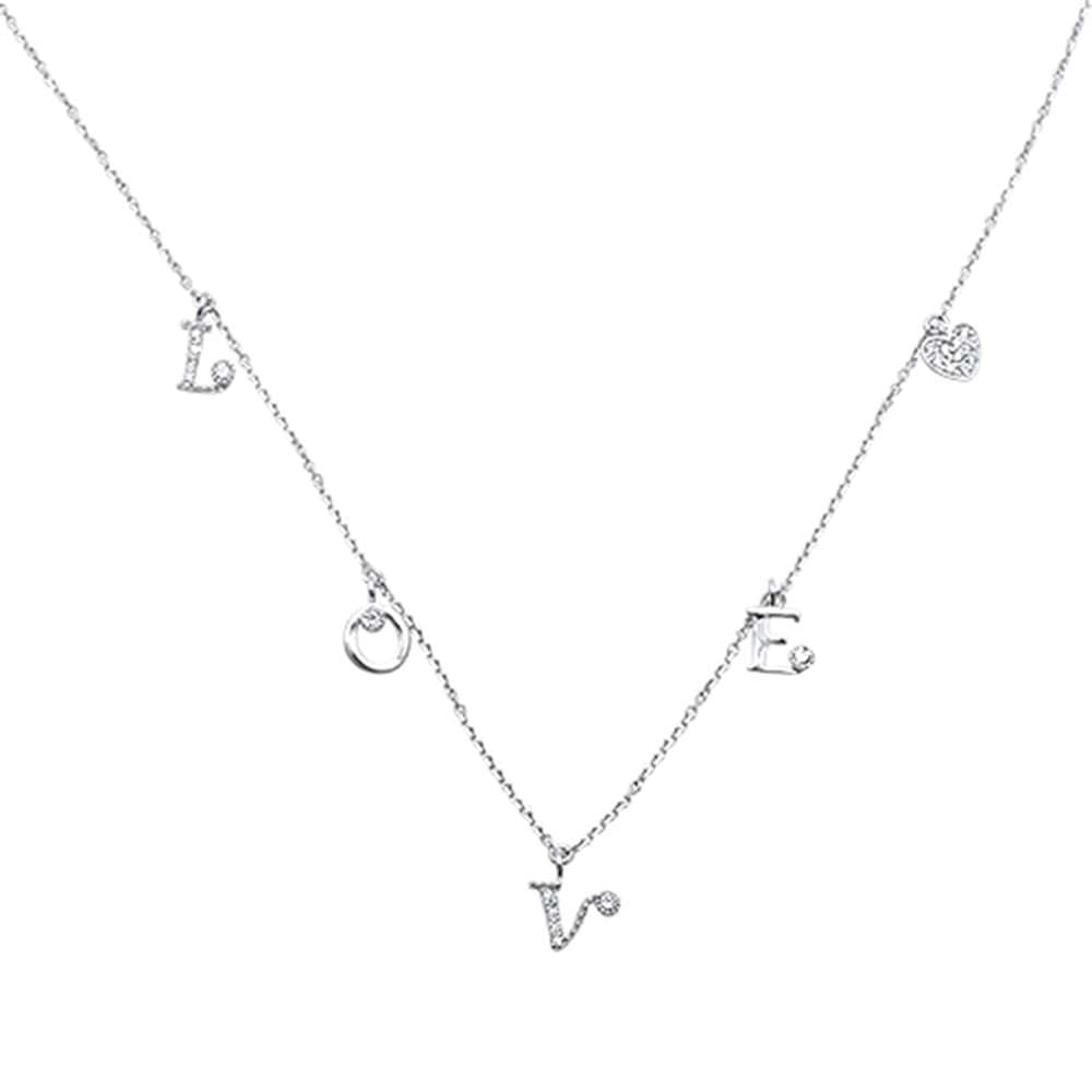 DIAMOND CLOSEOUT! .12ct G SI 14kt White Gold Heart Diamond "Love" Pendant Necklace 18"