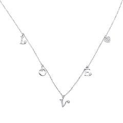 DIAMOND CLOSEOUT! .12ct G SI 14kt White Gold Heart Diamond "Love" Pendant Necklace 18"