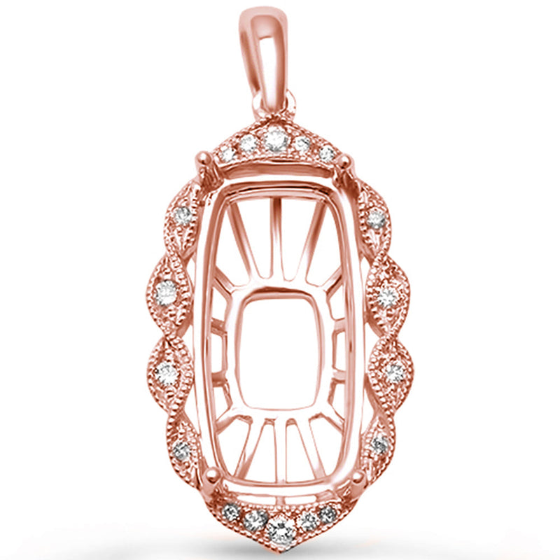 DIAMOND CLOSEOUT! .13ct G SI 14kt Rose Gold Diamond Pendant Mounting 1" Long