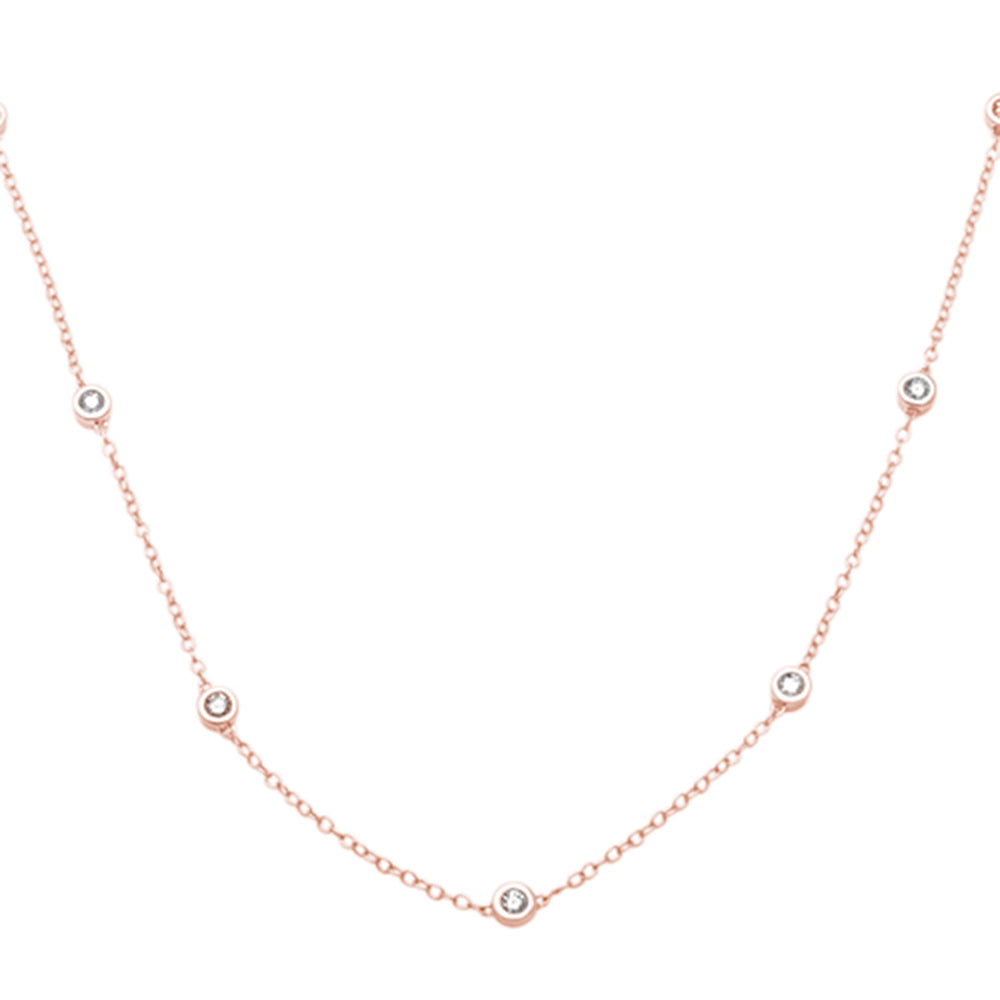 DIAMOND CLOSEOUT!  "Diamond by the Yard" .40ct G SI 14K Rose Gold Diamond Pendant Necklace 24" Long