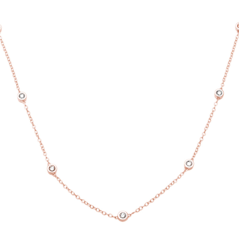 DIAMOND CLOSEOUT!  "Diamond by the Yard" .40ct G SI 14K Rose Gold Diamond Pendant Necklace 24" Long