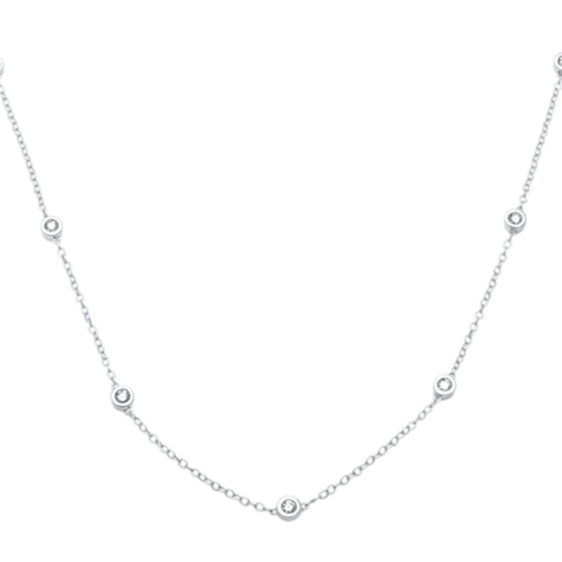 DIAMOND CLOSEOUT! .27ct G SI 14K White Gold "Diamond By The Yard" Pendant Necklace 18" Long
