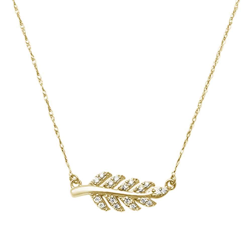 DIAMOND CLOSEOUT! .11ct 14kt Yellow Gold Diamond Olive Branch Leaf Pendant 16+2"ext Necklace