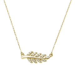 DIAMOND CLOSEOUT! .11ct 14kt Yellow Gold Diamond Olive Branch Leaf Pendant 16+2"ext Necklace