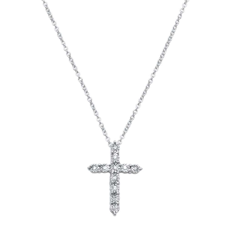 DIAMOND CLOSEOUT! .06ct 14kt White Gold Diamond Cross Pendant Necklace 18" Long