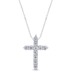 DIAMOND CLOSEOUT! .06ct 14kt White Gold Diamond Cross Pendant Necklace 18" Long