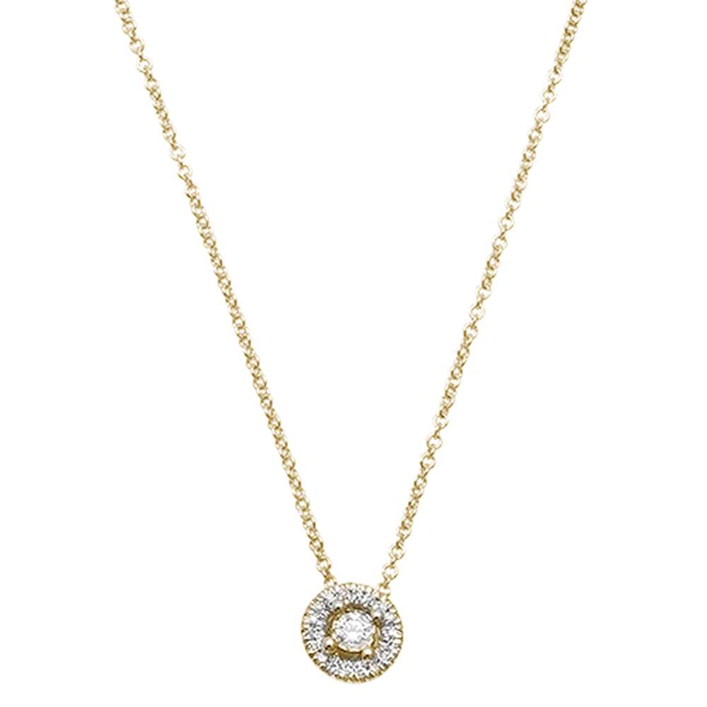 DIAMOND CLOSEOUT! .08ct 14kt Yellow Gold Round Diamond Halo Pendant 18" Necklace