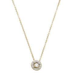 DIAMOND CLOSEOUT! .08ct 14kt Yellow Gold Round Diamond Halo Pendant 18" Necklace