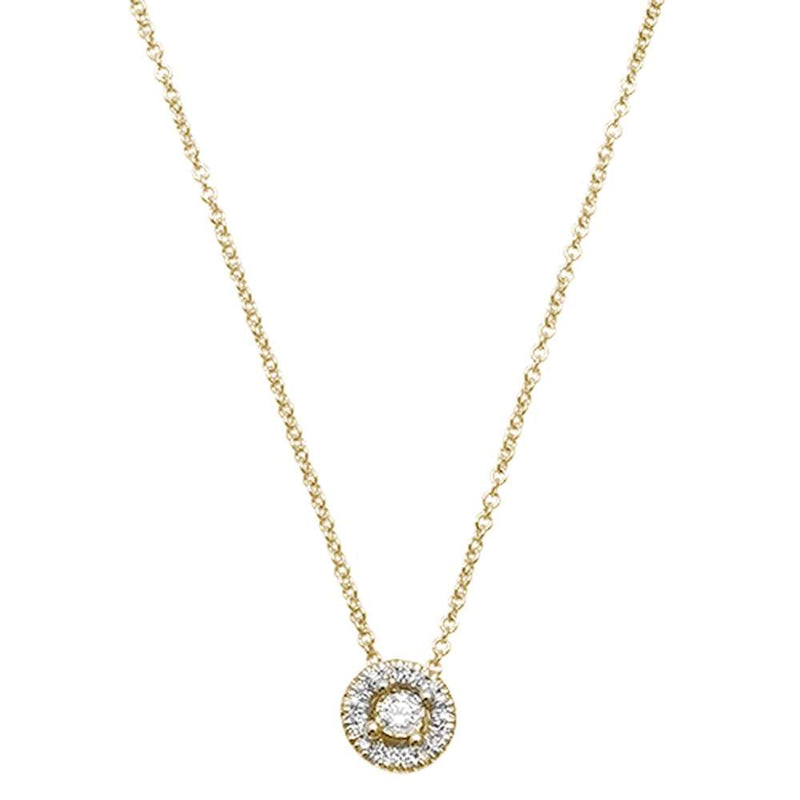 DIAMOND CLOSEOUT! .08ct 14kt Yellow Gold Round Diamond Halo Pendant 18" Necklace