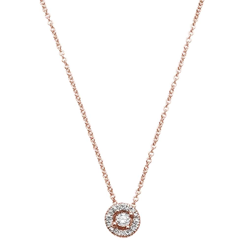DIAMOND CLOSEOUT! .08ct 14kt Rose Gold Round Diamond Halo Drop Pendant 18" Necklace