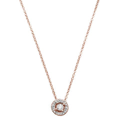 DIAMOND CLOSEOUT! .08ct 14kt Rose Gold Round Diamond Halo Drop Pendant 18" Necklace