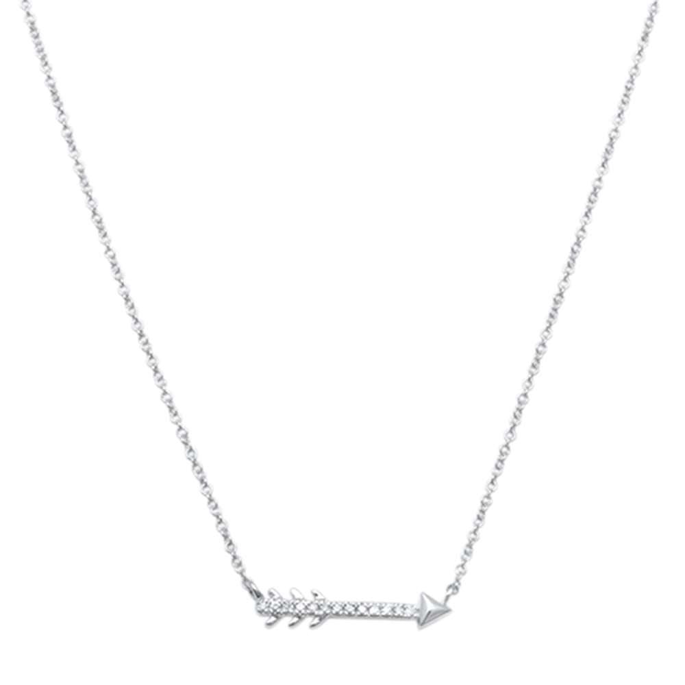 DIAMOND CLOSEOUT! .03ct 14kt White Gold Trendy Diamond Cupid Arrow Pendant 18" Necklace