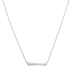 DIAMOND CLOSEOUT! .03ct 14kt White Gold Trendy Diamond Cupid Arrow Pendant 18" Necklace