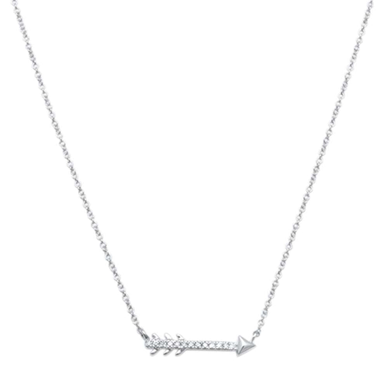 DIAMOND CLOSEOUT! .03ct 14kt White Gold Trendy Diamond Cupid Arrow Pendant 18" Necklace