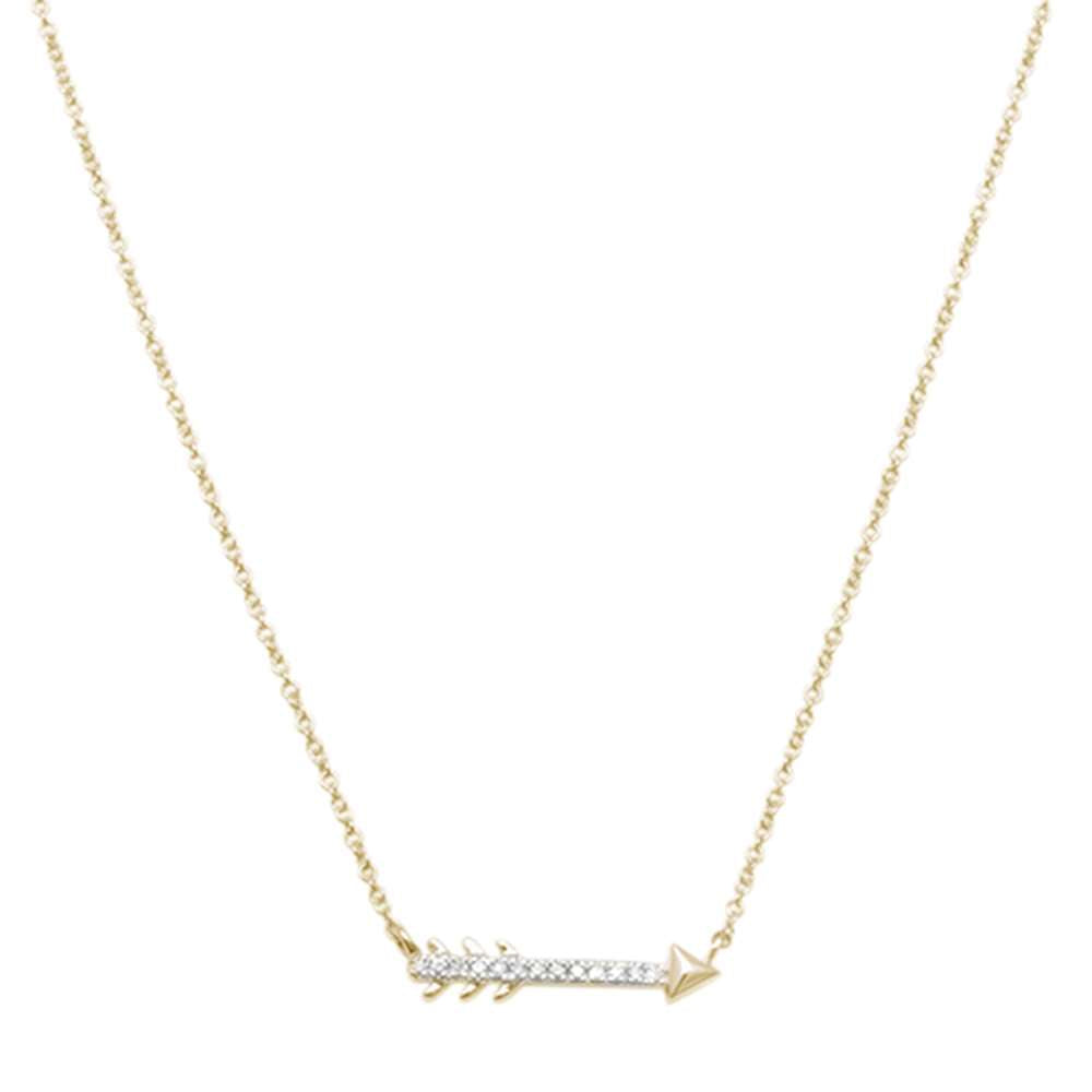 DIAMOND CLOSEOUT!  .03ct 14kt Yellow Gold Trendy Diamond Cupid Arrow Pendant 18" Necklace