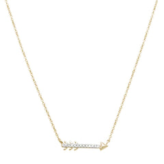 DIAMOND CLOSEOUT!  .03ct 14kt Yellow Gold Trendy Diamond Cupid Arrow Pendant 18" Necklace