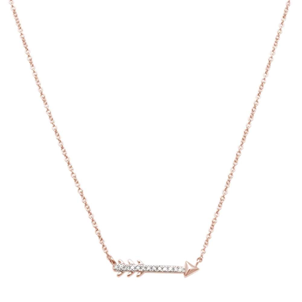 DIAMOND CLOSEOUT! .03ct 14kt Rose Gold Trendy Diamond Cupid Arrow Pendant 18" Necklace