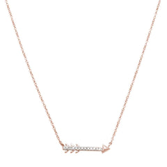 DIAMOND CLOSEOUT! .03ct 14kt Rose Gold Trendy Diamond Cupid Arrow Pendant 18" Necklace