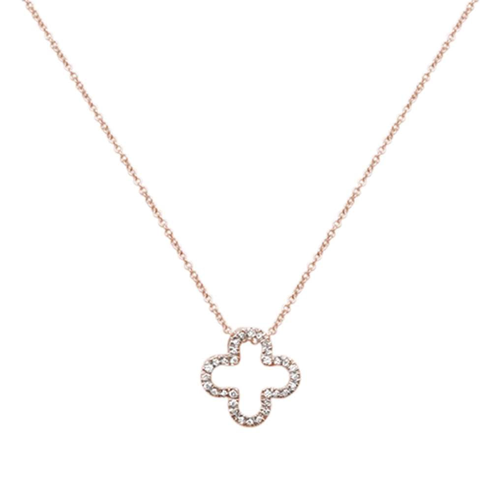 DIAMOND  CLOSEOUT! .08ct 14kt Rose Gold Quatrefoil Flower Diamond Pendant